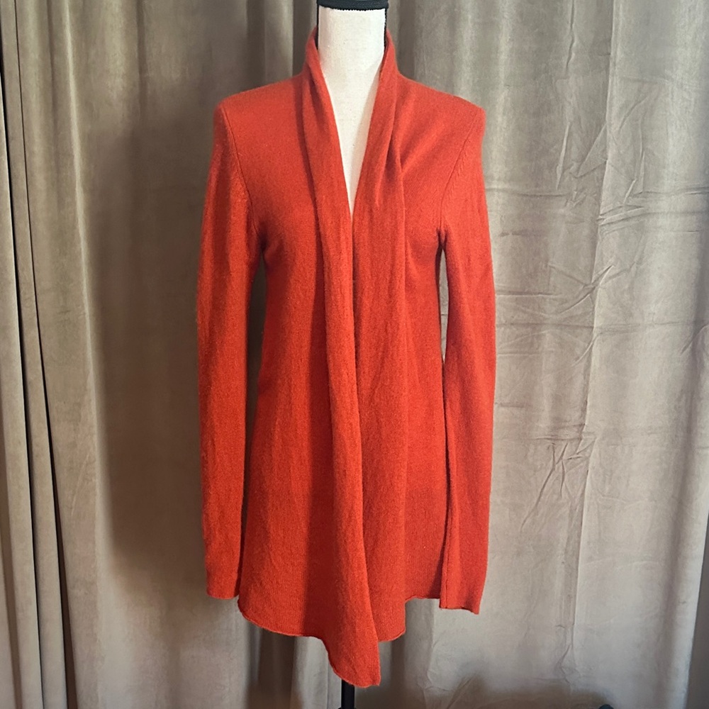 Margaret O’Leary Cashmere Open Cardigan Pumpkin Orange Sweater